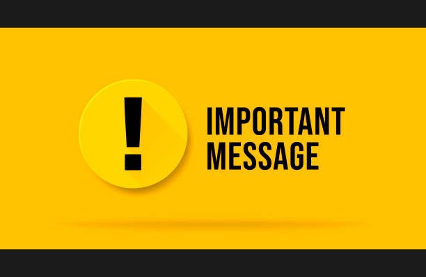 Yellow Important message popup. Attention please bubble banner. Simple style trend modern error logotype graphic art design element. Concept of web urgent message or caution info.